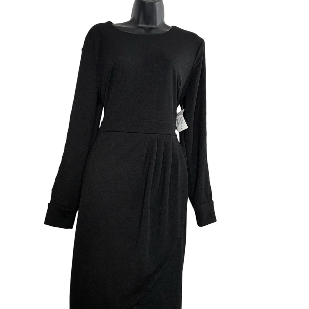 Rebecca B Black Dress Cinched Waist Wrap Skirt Size 12 NEW